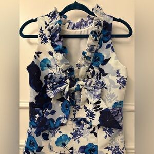 Eliza J White Dress with Blue Floral Print